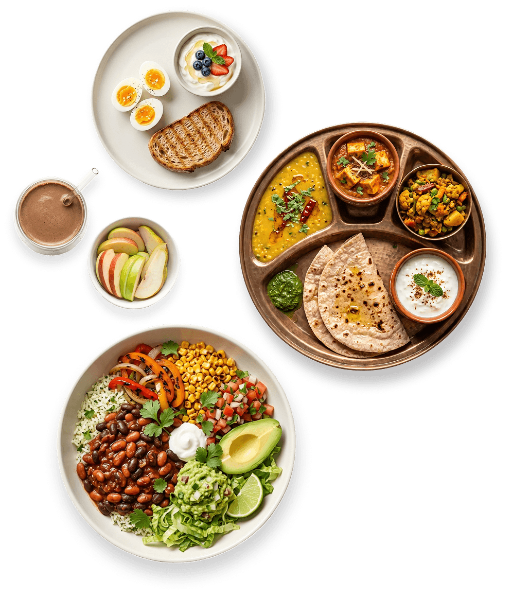 Sample GLP-1 meal day with calorie and protein score