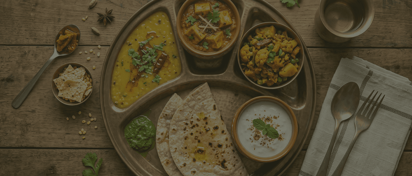 A traditional Indian thali representing everyday Indian food